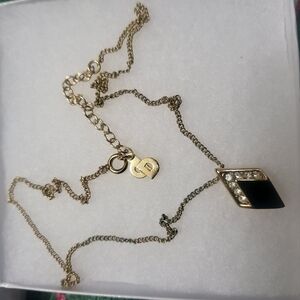 Christian Dior Stone motif GP Choker Necklace Gold Women|